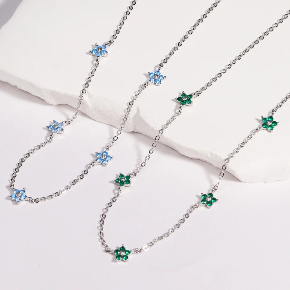 Moda colorata cubic zirconia 5 pezzi collana di fiori per le donne girocollo catena clavicola regali di gioielli da sposa