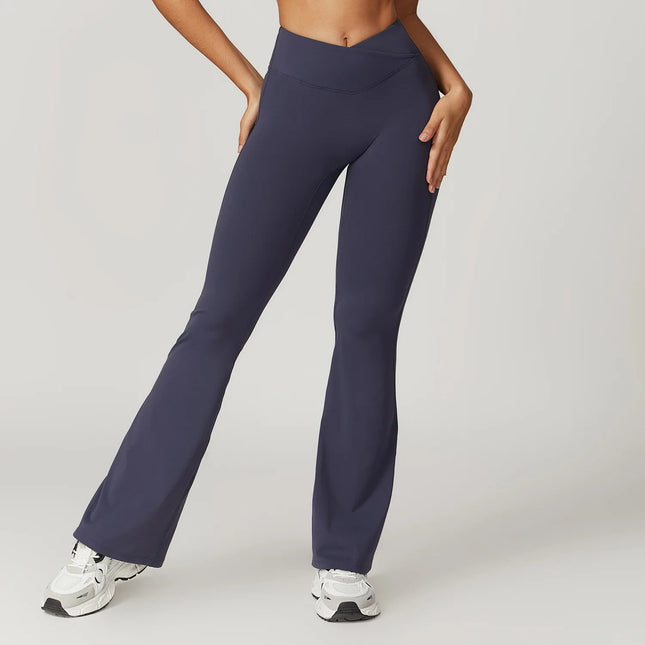 Flare Leggings Yoga Pants Women Bell-bottoms Yoga Tights High Waist Fitness Pants Stretch Gym Workout Sports Push Up Leggings PlatiNum