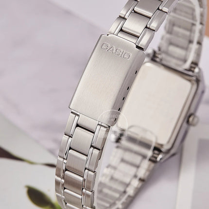 Orologio Casio da donna set di lusso delle migliori marche Orologio da donna al quarzo impermeabile 30 m Forma tonneau Acciaio inossidabile Ste reloj mujer LTP-V007D- platinumshop