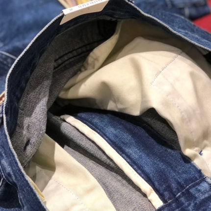 Multi Pockets Heavyweight Cotton Denim Dark Blue Men Pants American Tough Guys Male Overalls Straight Workwear Cargo Trousers