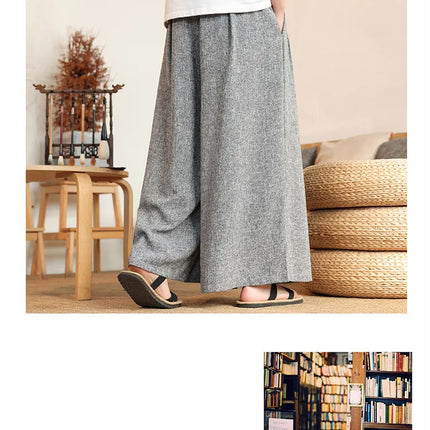 Pantaloni Kimono da Uomo Stile Giapponese Oversize Comodi Pantaloni da Bagno Uomo Samurai Giapponese Harajuku Casual Larghi Yukata Pantaloni a Gamba Larga