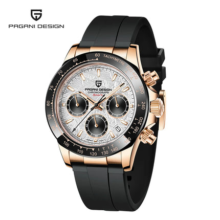 PAGANI DESIGN Nuovo Orologio da Polso al Quarzo da Uomo con Quadrante in Meteorite, Vetro Zaffiro, Cronografo, Impermeabile 100m, in Acciaio Inossidabile