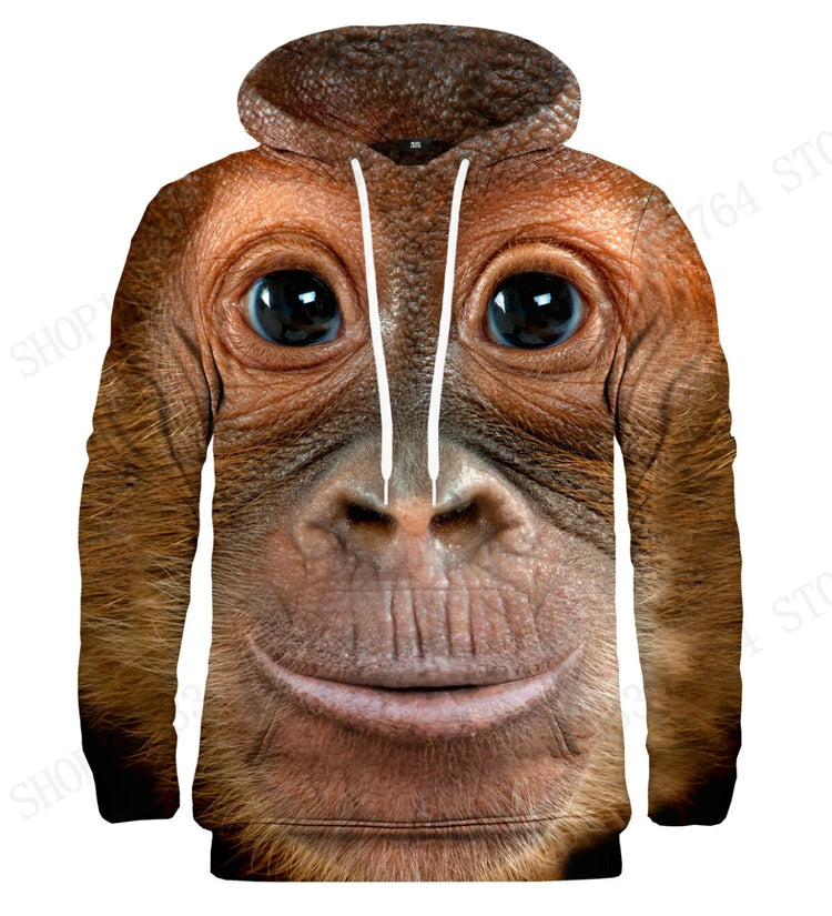 Funny Monkey/Orangutan Face 3d Print Hoodie Men Women Fashion Plus Size Tracksuit Casual Animal Hoodie Sweatshirt Winter Clothes