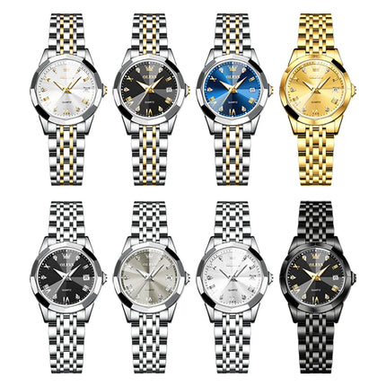 OLEVS 9931 Elegante Orologio da Donna di Lusso, Marca Originale, Movimento al Quarzo, Impermeabile, in Acciaio Inossidabile, Luminoso con Data platinumshop