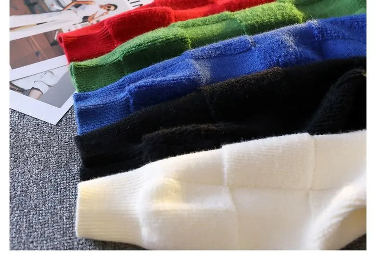 Warm Knit Sweater Autumn Winter Brand Clothing Mens Women Knitting Sweater Loose Fashion Plaid Male Long Sleeve Knitted Pullover