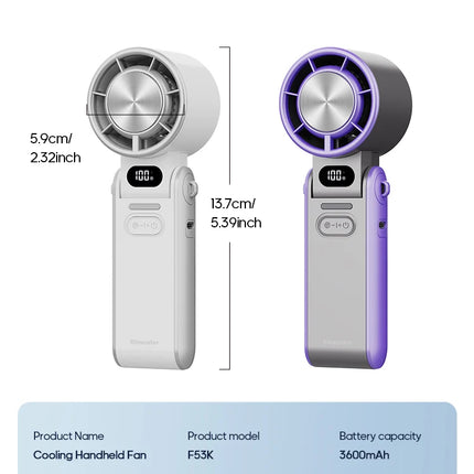 Ventilatore Portatile ad Alta Velocità con Raffreddamento Rapido, Ricaricabile 3600mAh, 100 Velocità Regolabili, Mini Ventilatore Pieghevole Turbo e Cordino
