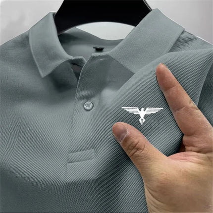2025 New Men's Short sleeved Polo Shirt High end Fast drying Breathable Casual Fashion Business Sports Men's Clothing Summer PlatiNum