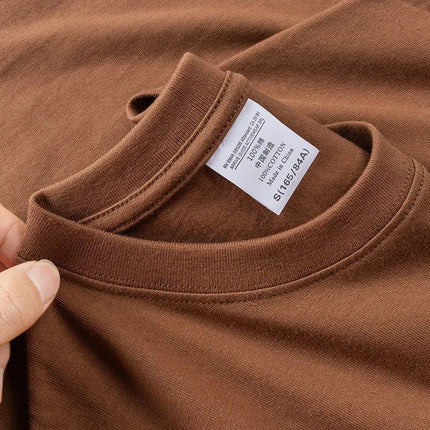 600G Heavy Cotton Short-sleeved T-shirt Men's and Women's Summer Loose Casual Trend Versatile Round Neck Half-sleeved Clothes PlatiNum