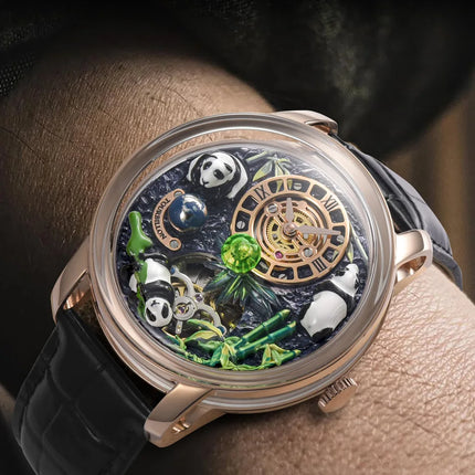 Pindu Luxury and stylish personalized waterproof panda dial fully automatic mechanical men's watch serpentine tourbillon watch