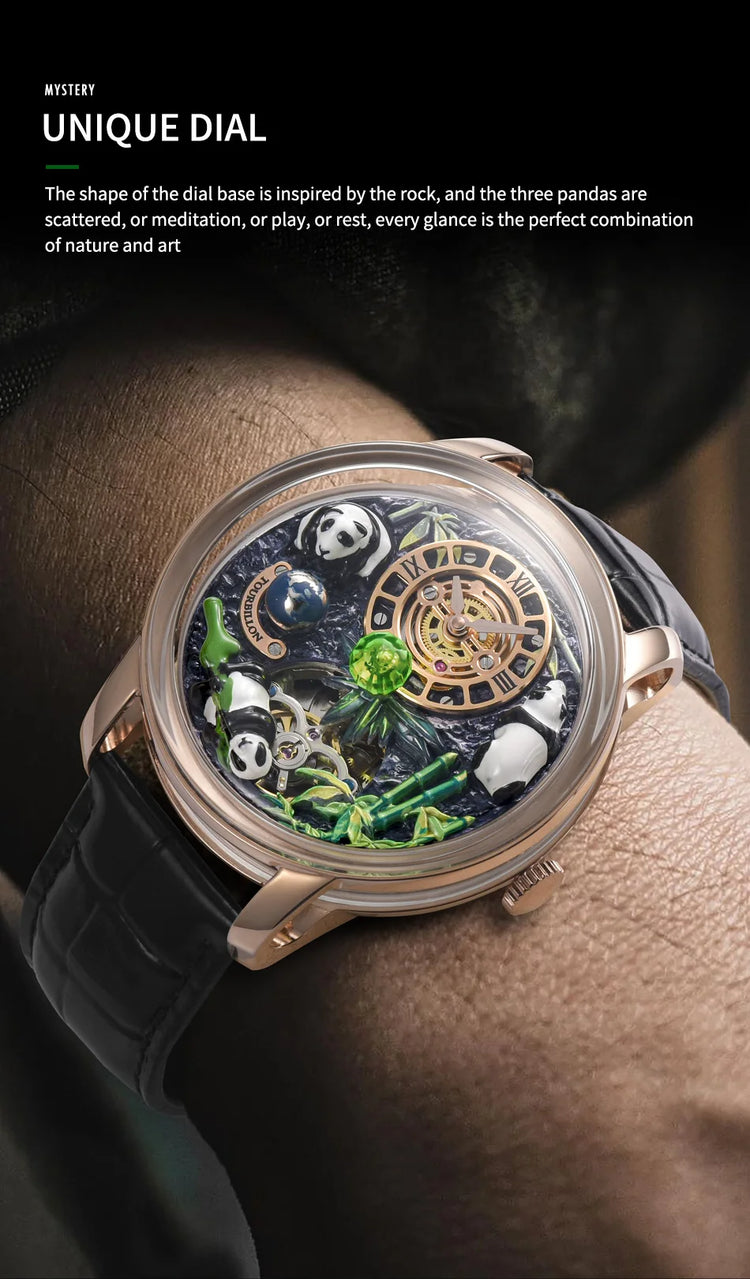 Pindu Luxury and stylish personalized waterproof panda dial fully automatic mechanical men's watch serpentine tourbillon watch