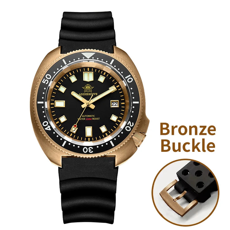 ADDIESDIVE Mens Automatic Mechanical Dive Watch Japan 8215 Movement Bronze Case Sapphire Crystal 200M Waterproof Ceramic Bezel