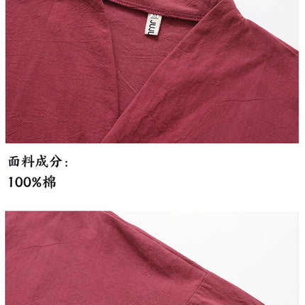 Set da due pezzi da uomo in cotone di lino confortevole (camicie + pantaloni) stile cinese retrò a maniche corte da uomo casual vestito di linguetta pantaloni Kungfu