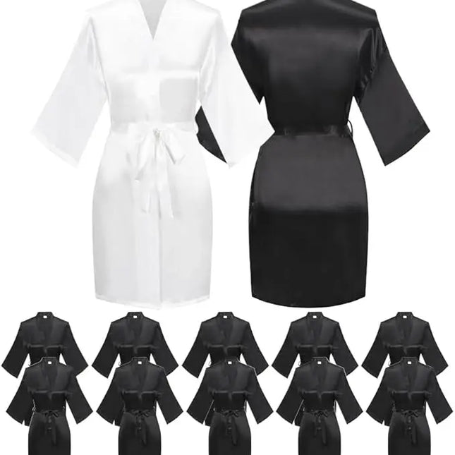 12 Pieces Women's One Size Short Satin Robes Lightweight Silky for Wedding Party Bride Bridesmaid