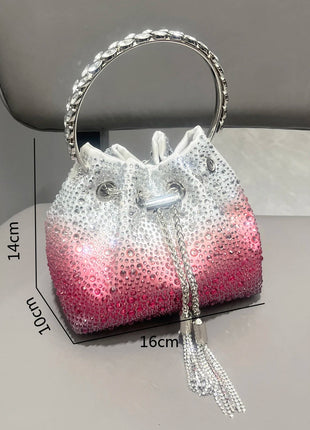 Handle Rhinestones Evening clutch Bag Purses and handbag luxury Designer shoulder bag Shiny Crystal Clutch purse bucket bag PlatiNum