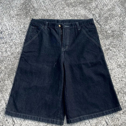 Y2K New American Fashion Pattern Letter Embroidery Baggy Denim Shorts Women Street Vintage Hip Hop Casual Shorts Women Clothing PlatiNum