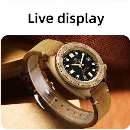 ADDIESDIVE CUSN8 Bronze Watch Men Automatic Wristwatch Calendar Sapphire Glass Luminous 20Bar Waterproof Diving Mechanical Watch
