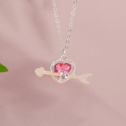 Y2K Crystal Butterfly Heart Necklace Fashion Kpop Shiny Clavicle Chain Necklaces for Women Girls New Trend Party Gifts Jewelry PlatiNum