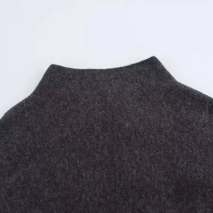 HH Women's New Fashion Versatile Solid Stand Collar Knitted Cape Coat Female Casual High Street Asymmetric 3-Colors Jacket Mujer
