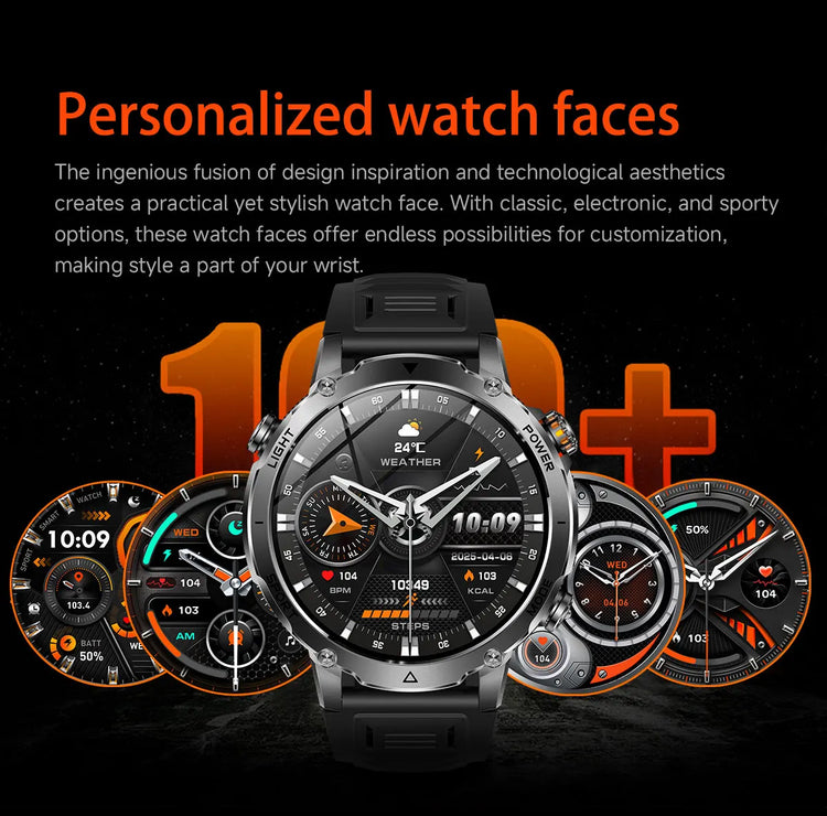 Military Grade Sapphire Smart Watch HeartRate SO2 BT5.3 Call Custom dial Smartwatch for Men Breathable Band Sports watch 1400mAh