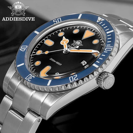 ADDIESDIVE Men's Gift Box Luxury Diver Watch Super Luminous Bubble Mirror Glass Quartz Watch 20Bar Ceramic Bezel Steel Watch