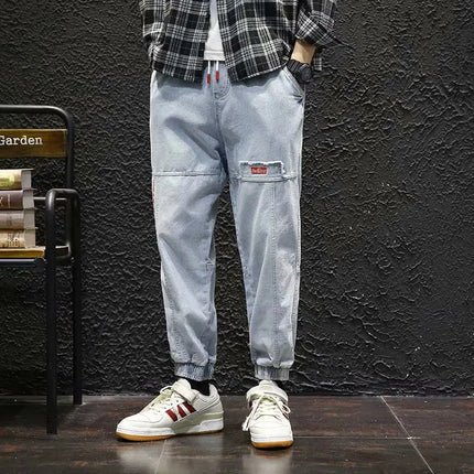 2025 New Streetwear Hip Hop Cargo Pants Men's Jeans Elastic Harun Joggers In Autumn and Spring Men ClothIng PlatiNum