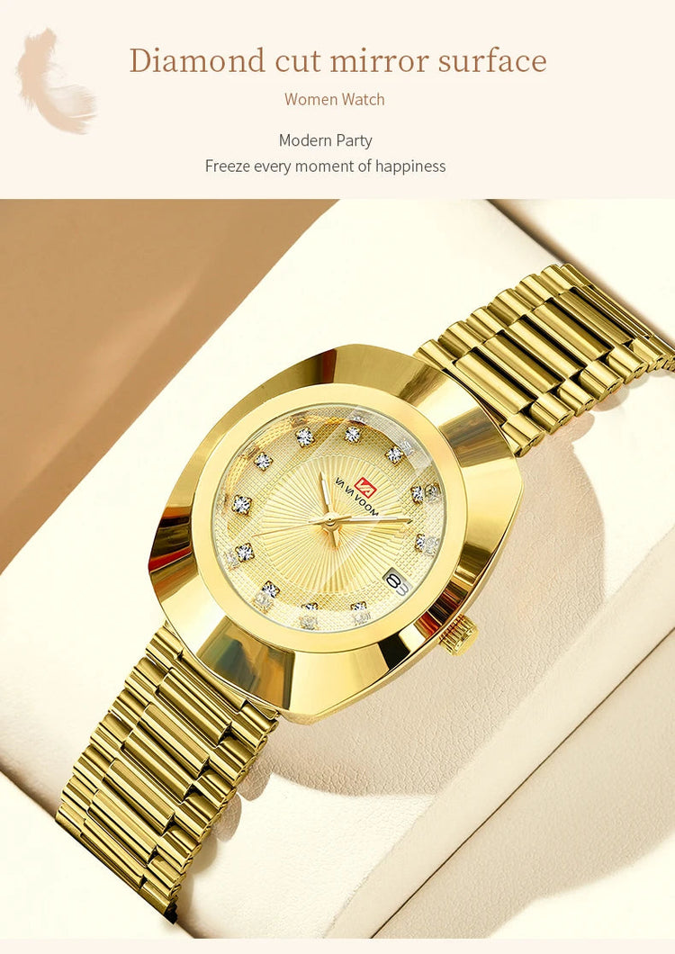 2024 nuove donne orologio ovale 34mm movimento al quarzo in acciaio inossidabile marchio di lusso acqua diamante oro nero vestito casual orologio da banchetto platinumshop