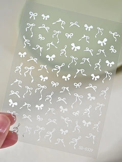 1Pcs 5D Elegant Bowknot Nail Art Sticker Pink/White/Black Silk Ribbon Self-Adhesive Nail Decals Charming Bow DIY Nail Decoration