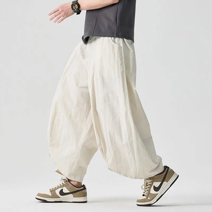 2026 Pantaloni estivi a gamba larga Vendite da uomo Pantaloni casual Stili giapponesi Samurai Costume Harun Pantaloni da uomo Pantaloni lanterna Pantaloni sportivi