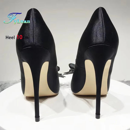 Blingbling strass festa da sera estiva tacchi alti donna 8-12 cm moda fiocco-nodo partito pompe eleganti scarpe da donna taglia 34-45