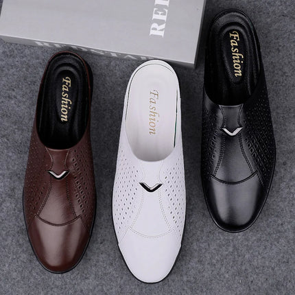 2024 Adulto Estate Mezza Trascinare Piselli In Pelle Mens Scarpe Da Guida Penny Mocassini da Uomo Mocassini Uomo Muli Tenis Masculino Bianco