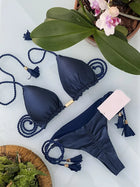 Nuovo Bikini da Donna Multicolore con Triangolo e Laccetti sulla Schiena platinumshop