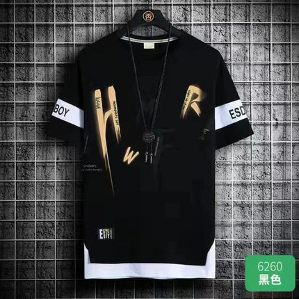 2025 New Men's T-shirt Korean Fashion Summer Short Sleeve Print Men's T-shirt Casual Harajuku Men's Clothing Graphic Men's T-shirt