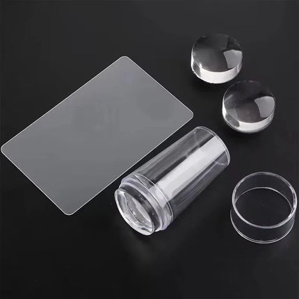 Transparent Nail Stamper with Scraper 2-Piece Set, Silicone Head Stamper for French Nail Printing, Nail Art Stamping Template, Nail Care Products