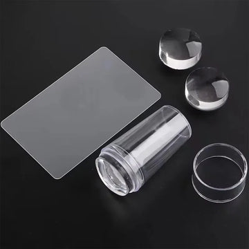Transparent Nail Stamper with Scraper 2-Piece Set, Silicone Head Stamper for French Nail Printing, Nail Art Stamping Template, Nail Care Products