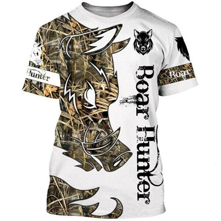 Men's Camo Hunting Wild Boar 3D Print T-Shirt Sport Short Sleeve Tee Tops Casual O Neck Streetwear T-shirt Men's Clothing