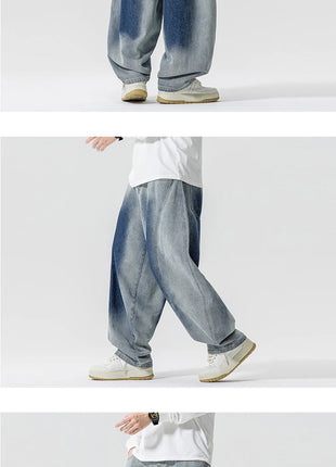Jeans Pantaloni casual stile americano da uomo Pantaloni lanterna da uomo larghi alla moda Streetwear Pantaloni hip-hop da uomo in denim oversize a gamba larga