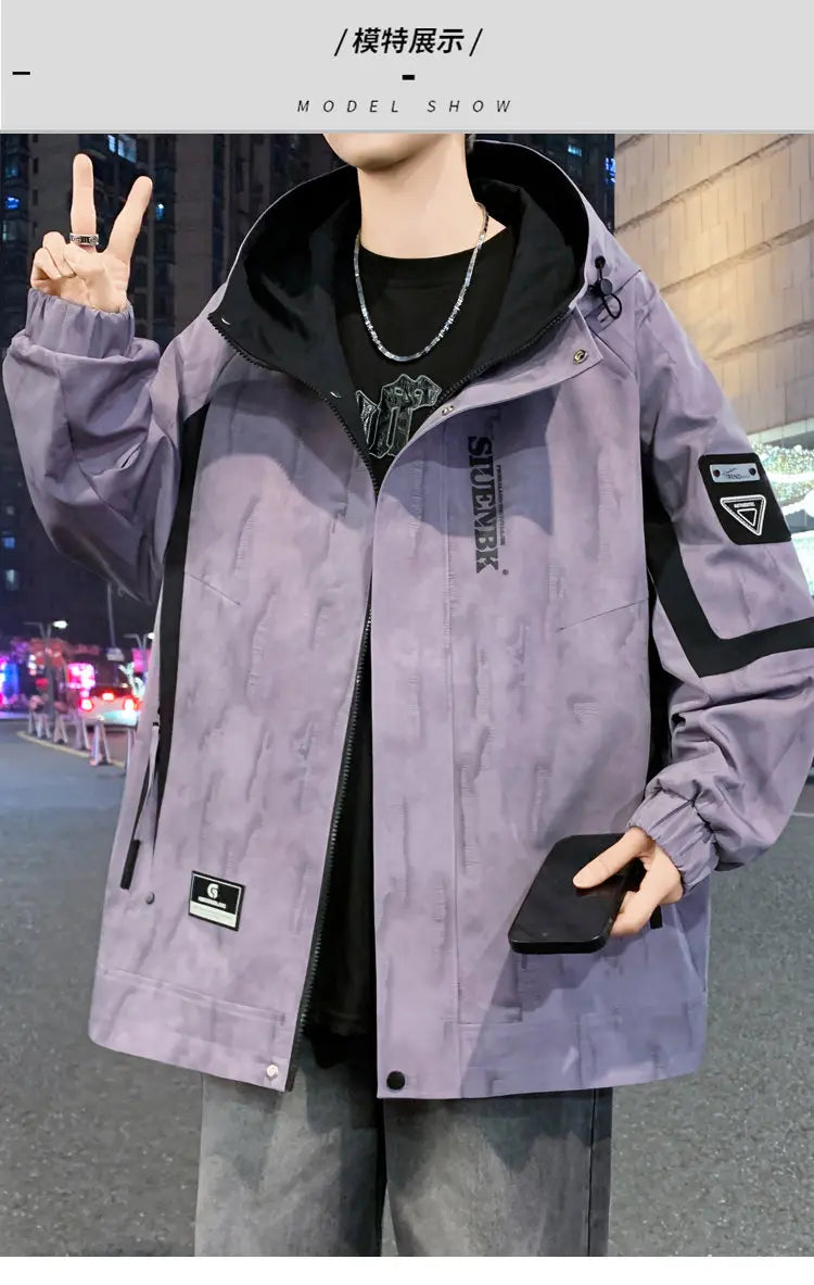 Fashion 2026 Spring Autumn Men's Casual Hooded Jackets Streetwear Windproof Coats Youth Outdoor Plus Size 4XL Hoody Top Clothing