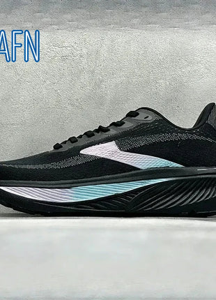 Scarpe da corsa professionali in tessuto jacquard ultra-traspirante, con suola ondulata ad alta reattività per allenamento maratona e corsa a lunga distanza intensiva.