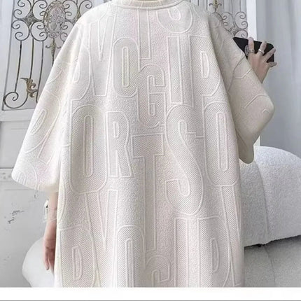 Abito di moda maschile bello set con pantaloncini a maniche corte jacquard sportivi casual larghi Set da due pezzi 2025 Primavera ed estate platinumshop