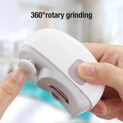 Electric Nail File for Fingernail and Toenail 2 in 1 Trimmer and Polisher Rechargeable Portable Manicure Kit with LED Light for Home Use
