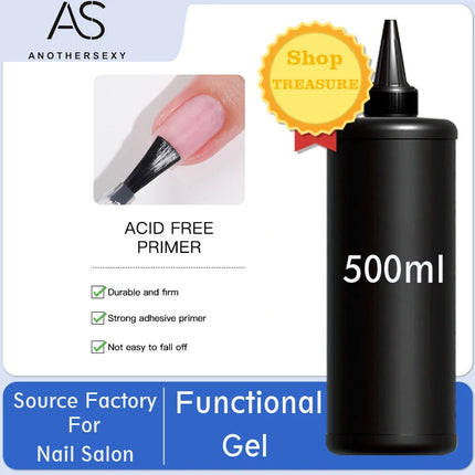 AS 500ml High Quality Nail Art Soak Off UV/LED No Wipe Top Coat Gel Polish Base Coat Without Sticky Layer Tempered TopCoat