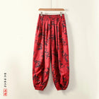 Pantaloni Lanterna da Uomo Stile Cinese Retrò Drago Rosso Casual Comodi Pantaloni Harun Moda Maschile Larghi a Gamba Larga Streetwear