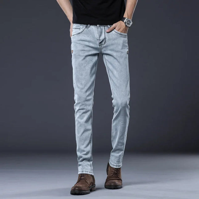 ICPANS Skinny Denim Jeans Men Slim Fit Stretch Mens Jeans Pant Gray Blue 2025 New PlatiNum