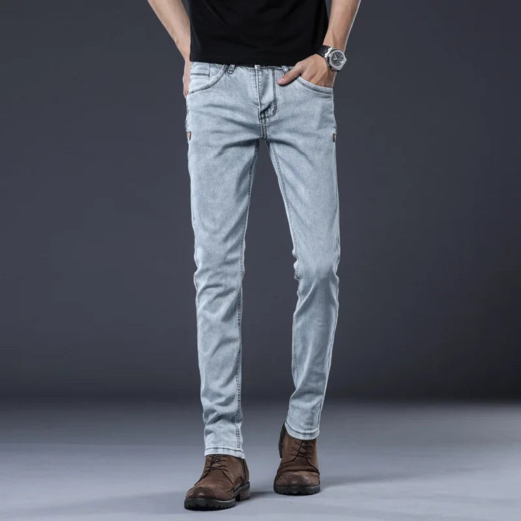 ICPANS Skinny Denim Jeans Men Slim Fit Stretch Mens Jeans Pant Gray Blue 2025 New PlatiNum