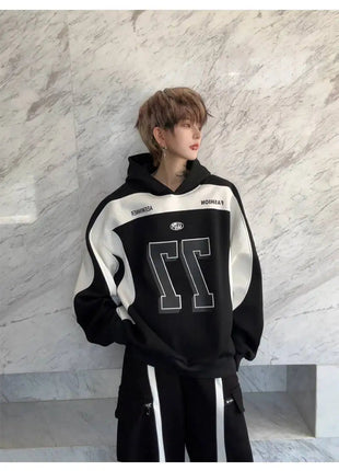 LUZHEN Street Wear Sports Two-piece Sets Men's Fashion Autumn 2025 New Color Contrast Splicing Loose Casual Pants Hoodies JY3686 PlatiNum