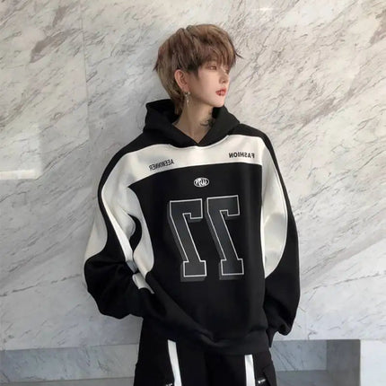 LUZHEN Street Wear Sports Two-piece Sets Men's Fashion Autumn 2025 New Color Contrast Splicing Loose Casual Pants Hoodies JY3686 PlatiNum