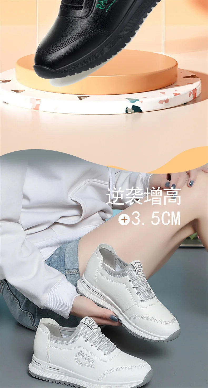 New Spring Fashion Versatile Non Slip Women's Comfort Breathable Sneakers Mother Soft Leather Soft Sole Causal Shoes