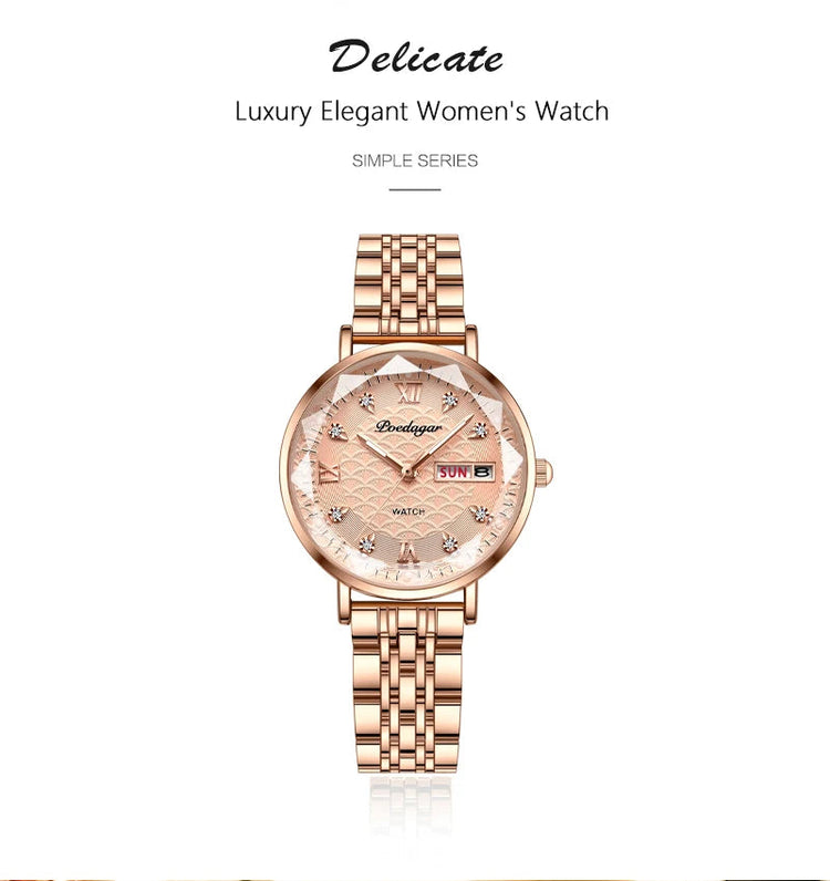 Orologio da donna POEDAGAR di alta qualità, in acciaio inossidabile, raffinato orologio da polso a bracciale, impermeabile, luminoso, elegante, orologio da donna, Reloj platinumshop