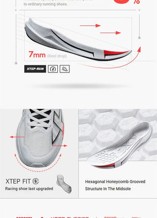 Xtep 2000km 5.0 Running Shoes Soft Universal Sneakers Cushion Durable Jogging Wear-Resistant Lightweight Shoes 874119110023 PlatiNum