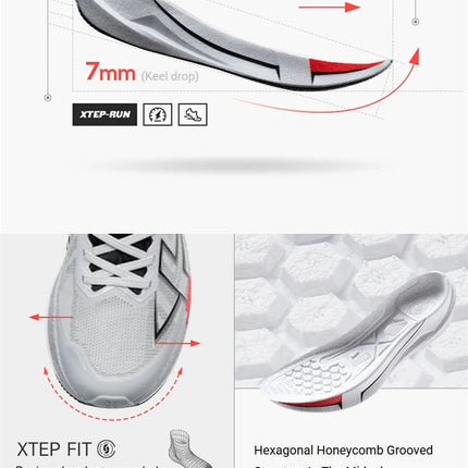 Xtep 2000km 5.0 Running Shoes Soft Universal Sneakers Cushion Durable Jogging Wear-Resistant Lightweight Shoes 874119110023 PlatiNum